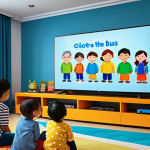 **

 A group of diverse children, all fully clothed in colorful and modest outfits, joyfully watching "Tayo the Little Bus" on a large screen in a brightly lit, family-friendly living room. Tayo characters are visible on the screen. Safe for work, appropriate content, perfect anatomy, natural proportions, high-resolution, professional illustration.
 
 **