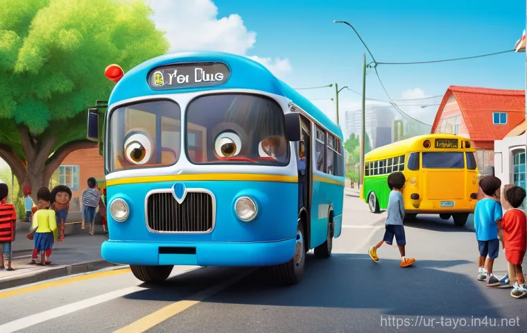 타요 캐릭터 테마 스토리 - **Prompt Title: Tayo and Friends: A Lesson in Kindness**
**Image Prompt:** A vibrant, detailed,...