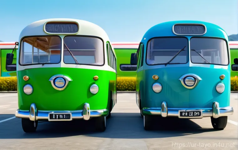 타요 캐릭터 소개 - **Prompt:** A vibrant, cheerful scene depicting Tayo, the blue little bus, happily navigating a bust...